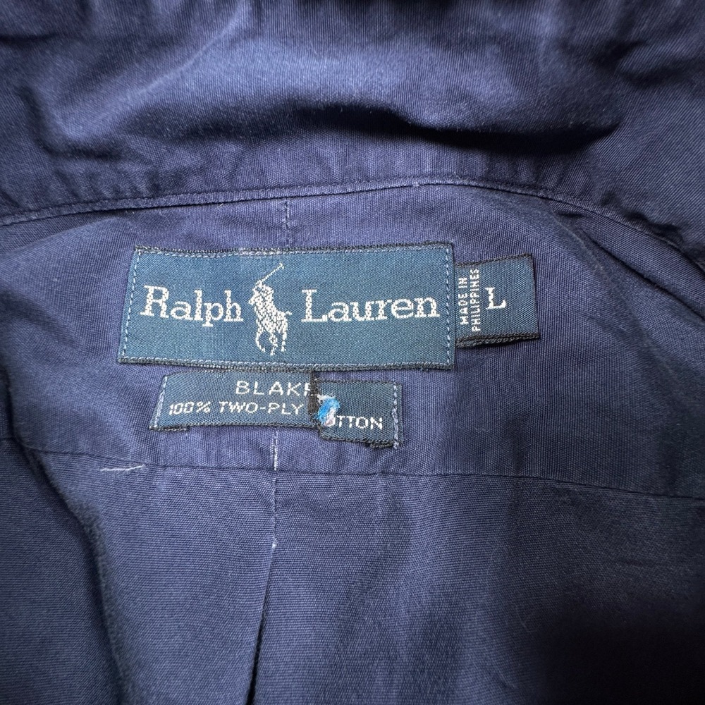 Ralph Lauren Navy Short Sleeve Button-Down with Red Polo Emblem - Picture 7 of 7